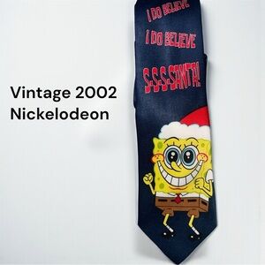 Vintage 2002 Nickelodeon SpongeBob SquarePants Christmas Tie I Do Believe Santa